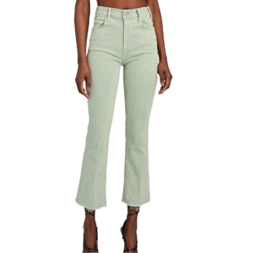 Mother hustler ankle fray jeans green